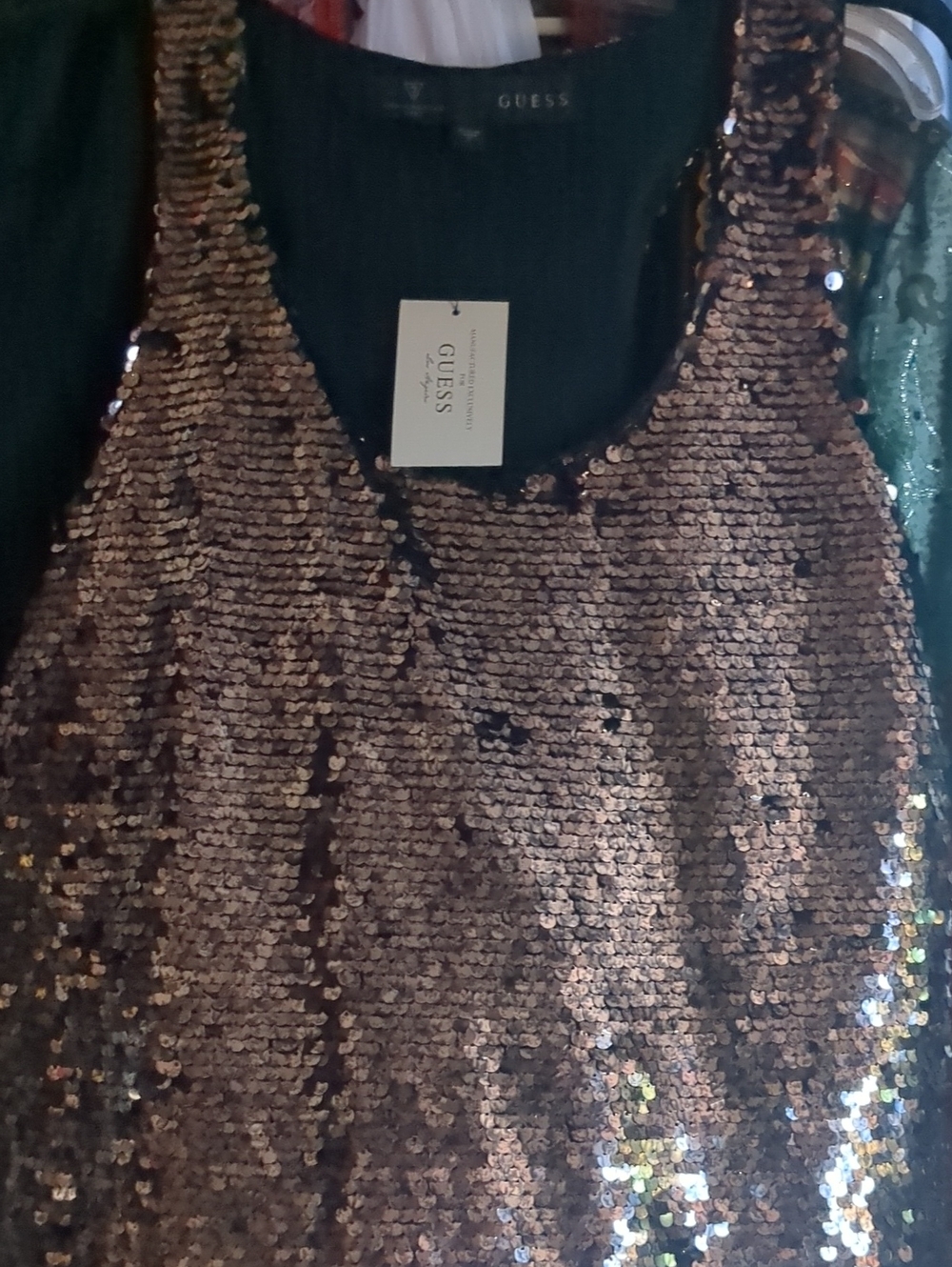 NWT Gold Sequin Racerback Tank by Guess